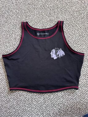 Chicago Blackhawks Black Crop Tank with Red Trim and White Logo - '47 Forward
